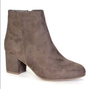 Bamboo | Taupe Block Heel Zipper Ankle Booties
